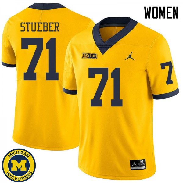 Women University of Michigan #71 Andrew Stueber Yellow Jordan Brand Replica Jersey